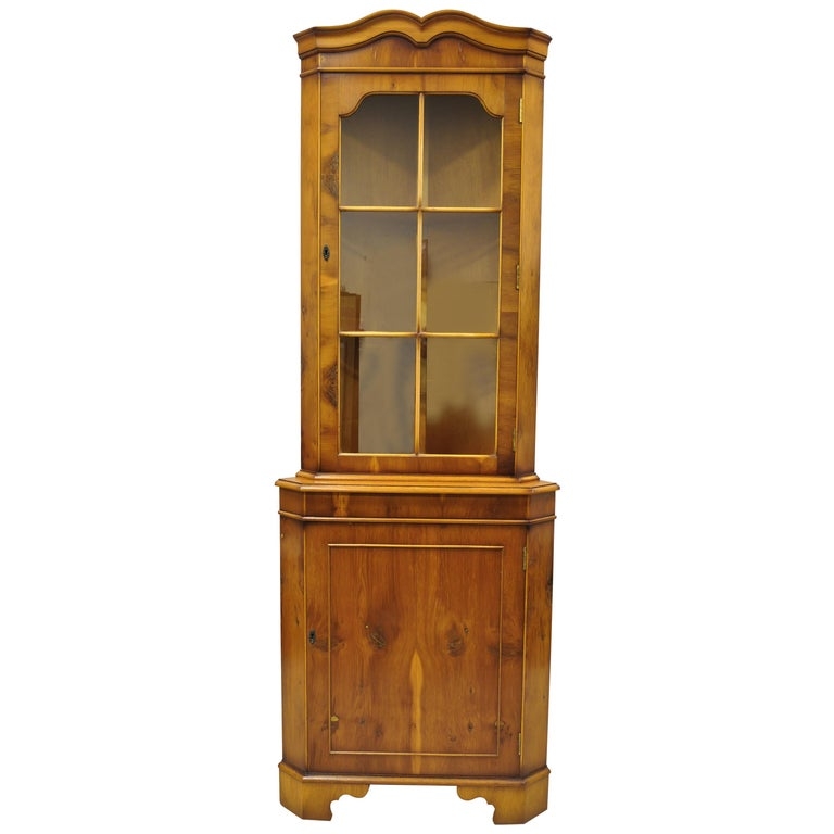 Vintage Georgian Yew Wood Corner China Cabinet