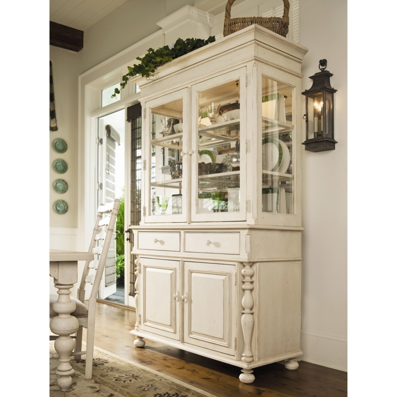 Vintage White Small Glass Door China Cabinet
