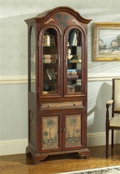 Vintage Wooden China Cabinet with Glass Doors