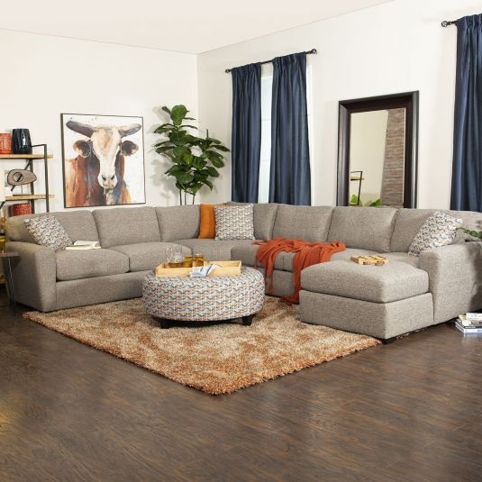 Cozy Grey Overstuffed Sectional Sofa with Chaise