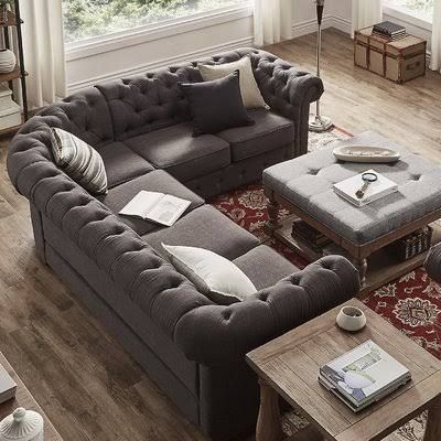Cozy Overstuffed Sectional Sofa in Living Room