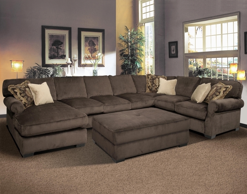 Cozy Overstuffed Sectional Sofa with Chaise Lounge