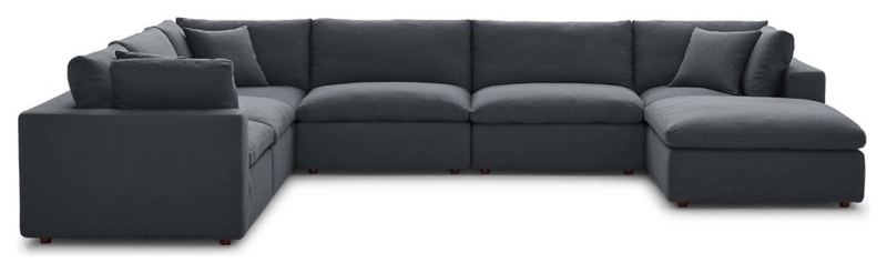 Gray Overstuffed 7-Piece Sectional Sofa Set