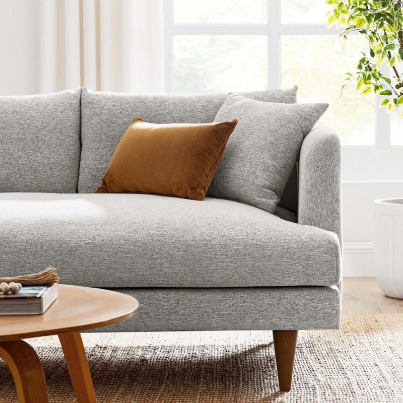 Modern Grey Overstuffed Left-Facing Sectional Sofa