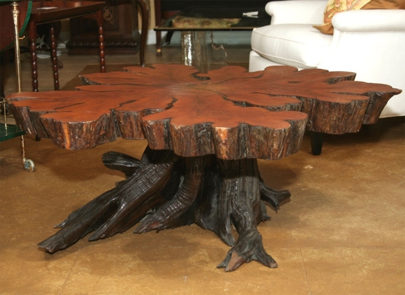 Rustic Cross-Section Tree Trunk Coffee Table