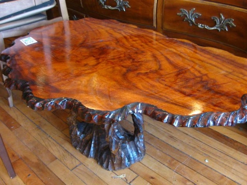 Rustic Solid Wood Tree Trunk Coffee Table
