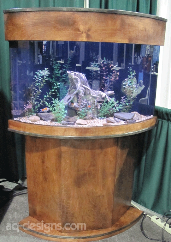 54 Gallon Custom Corner Aquarium with Wooden Stand