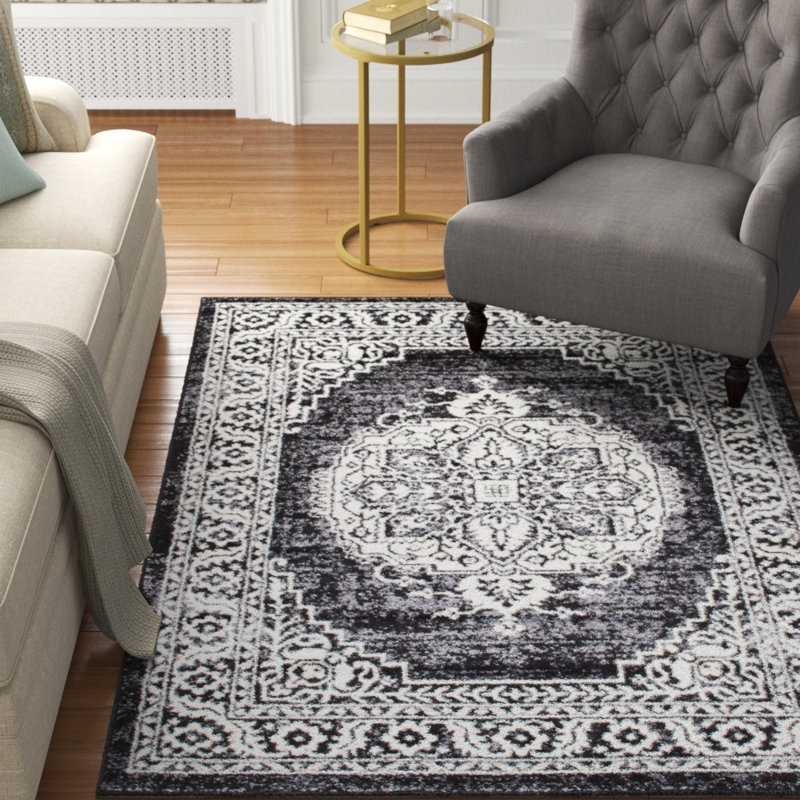 Astoria Grand Gothic Black and White Area Rug