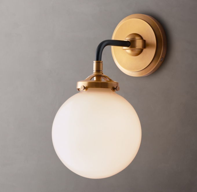 Bistro Globe Milk Glass Wall Sconce Lighting