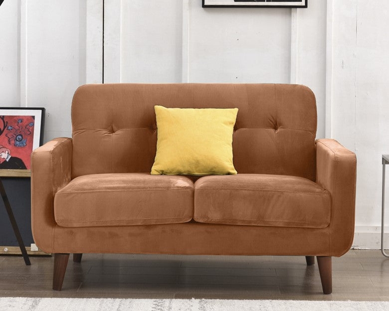 Burnt Orange Plush Velvet Dexter Two-Seater Sofa
