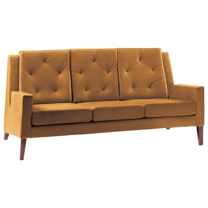 Burnt Orange Retro Mohair Settee with Curved Back