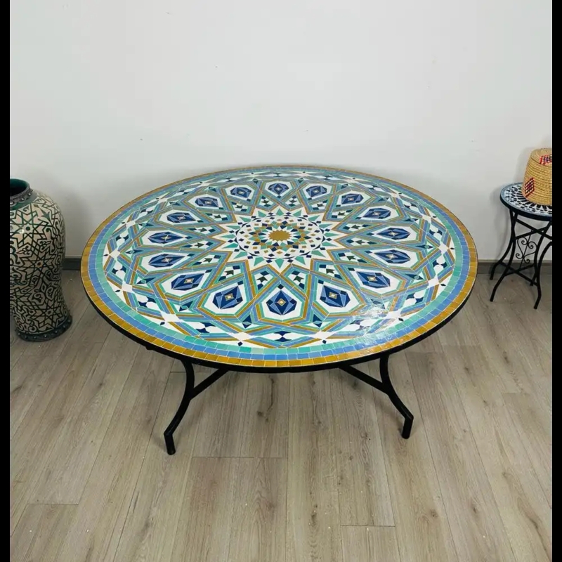 Colorful Moroccan Mosaic Tile Round Table