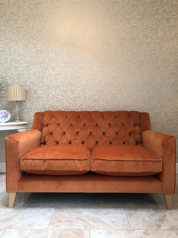 Contemporary Burnt Orange Chesterfield 2-Seater Sofa