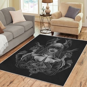 Dark Gothic Skull Area Rug for Living Room