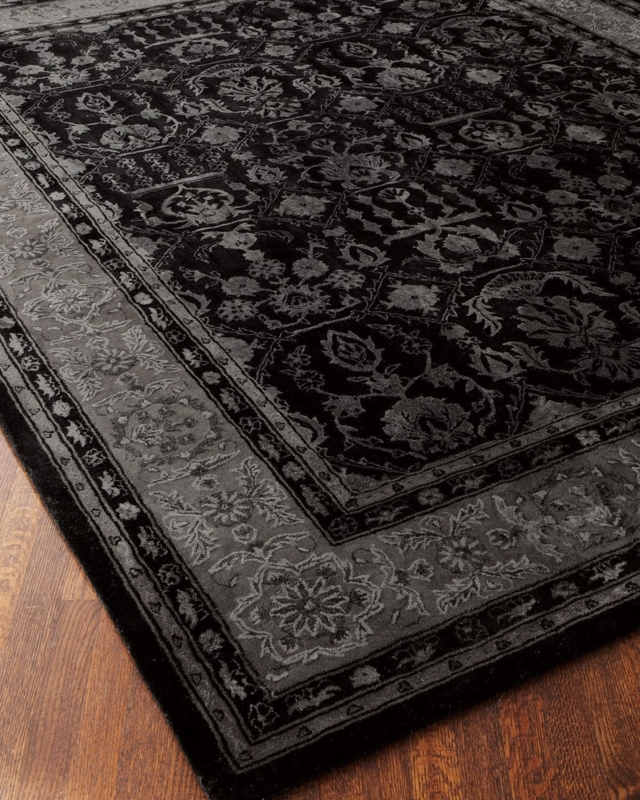 Elegant Black and Grey Gothic Area Rug