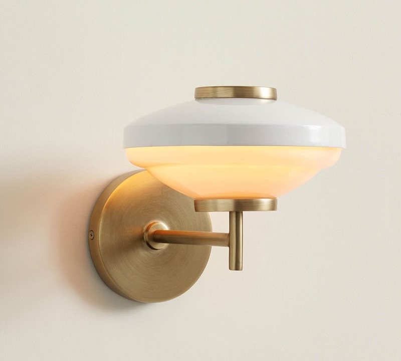 Elegant Brass and Milk Glass Wall Sconce
