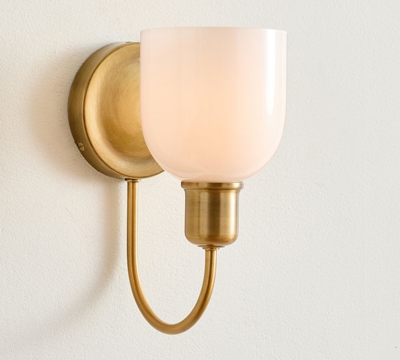 Elegant Brass and Milk Glass Wall Sconce