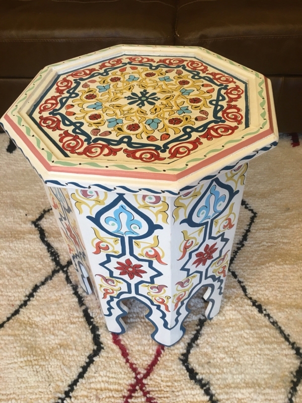 Hand-Painted Moroccan Octagonal Accent Table