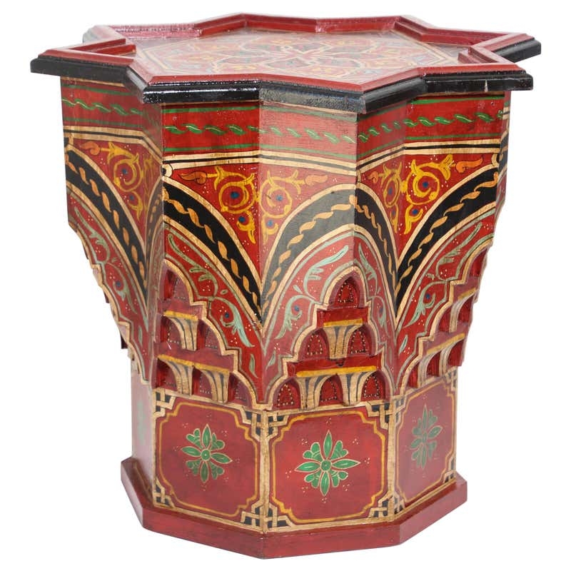 Hand-Painted Moroccan Octagonal Accent Table