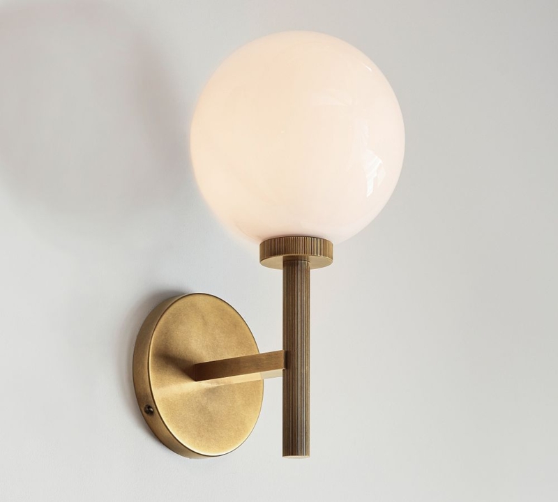 Harlow Milk Glass Sconce with Brass Finish