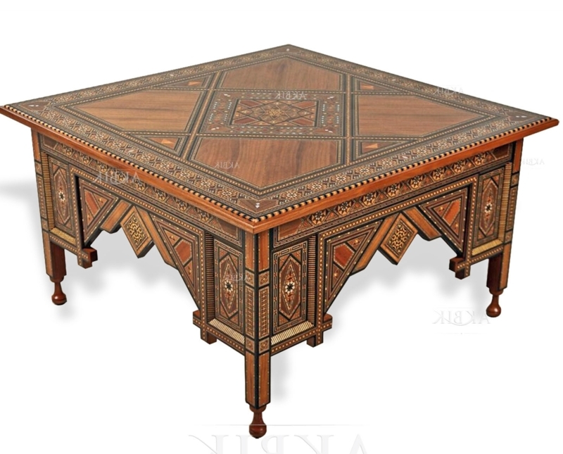 Intricately Carved Moroccan Style Wooden Coffee Table