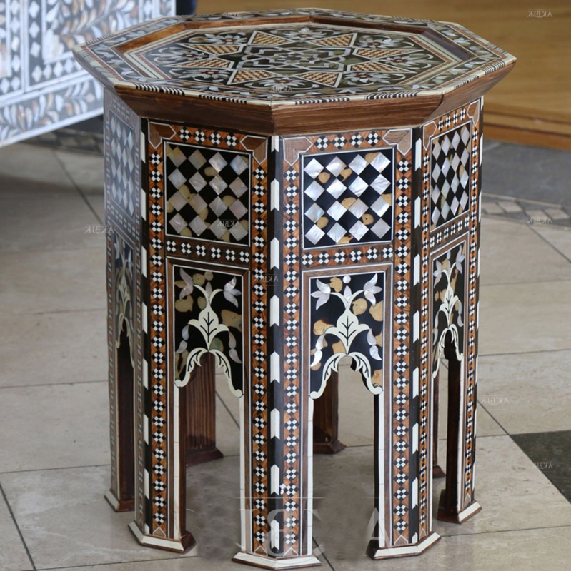 Intricately Inlaid Moroccan Style Coffee Table
