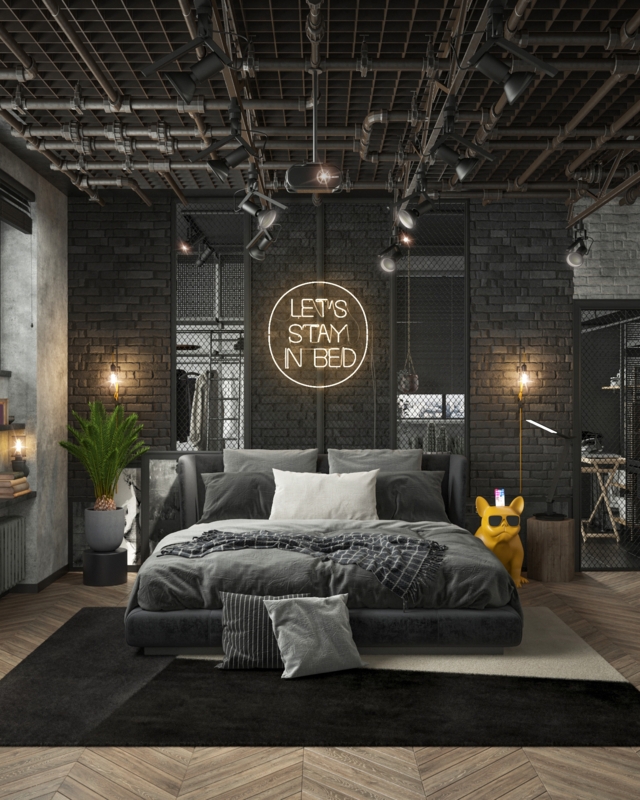 Modern Industrial Bedroom with Urban Chic Decor