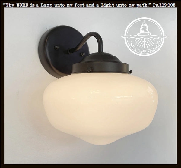 Modern Milk Glass Wall Sconce with Black Metal Mount