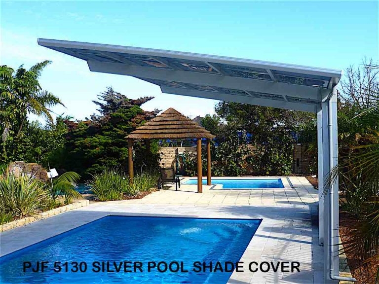 Modern Silver Cantilever Pool Shade Cover