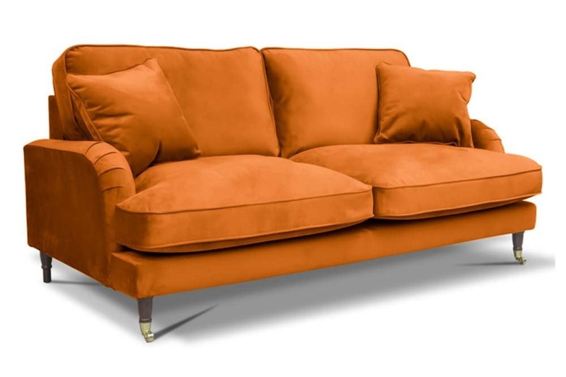 Rupert Burnt Orange Velvet 3 Seater Sofa