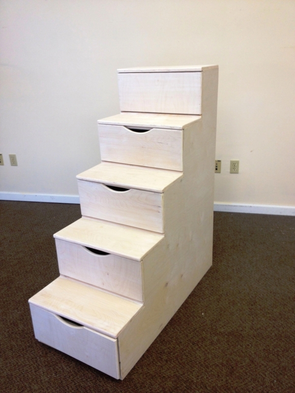 Wooden Bunk Bed Stairs with Built-in Storage Drawers