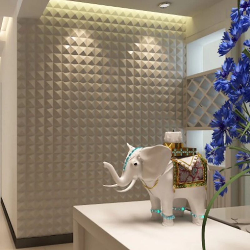 3D Geometric Foam Wall Panels with Decorative Elephant