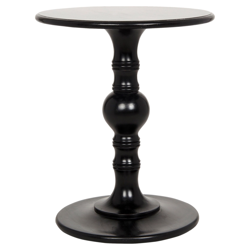 Black Round Wood Pedestal Side Table