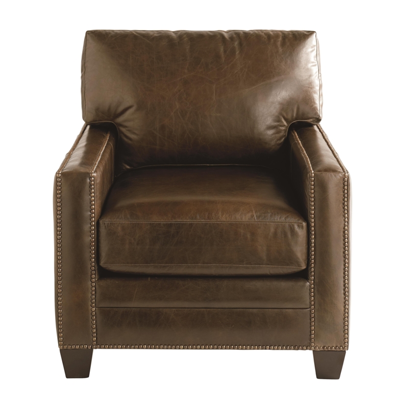 Classic Brown Leather Den Chair with Nailhead Trim