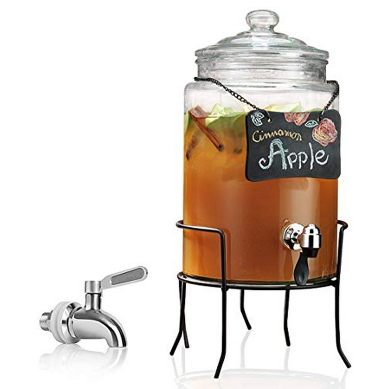 Clear Glass Drink Dispenser with Chalkboard Label