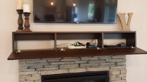 Custom Fireplace Mantel with Concealed Storage