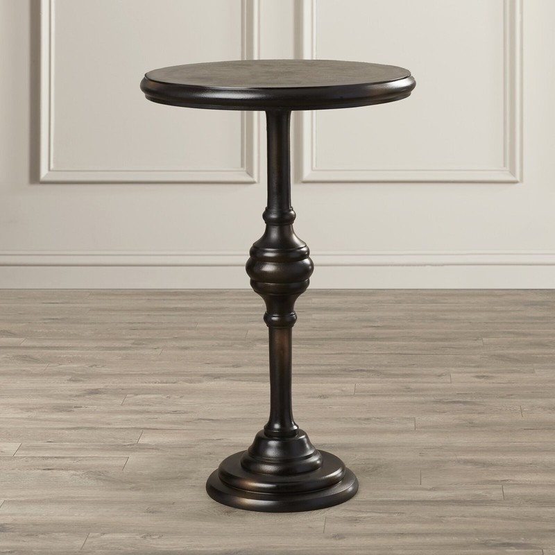 Elegant Black Pedestal Side Table for Living Rooms