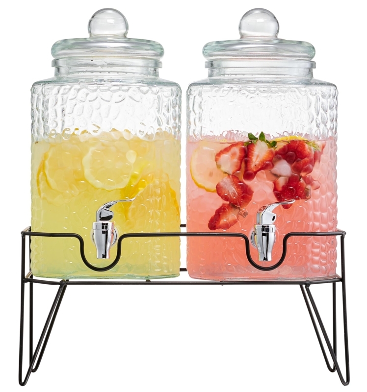 Elegant Glass Beverage Dispensers with Metal Stand