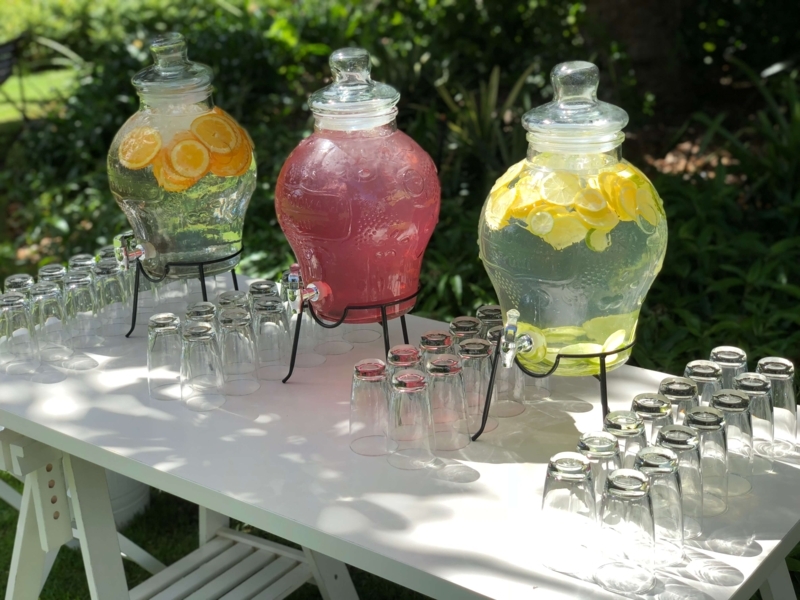 Elegant Outdoor Beverage Dispensers with Glasses
