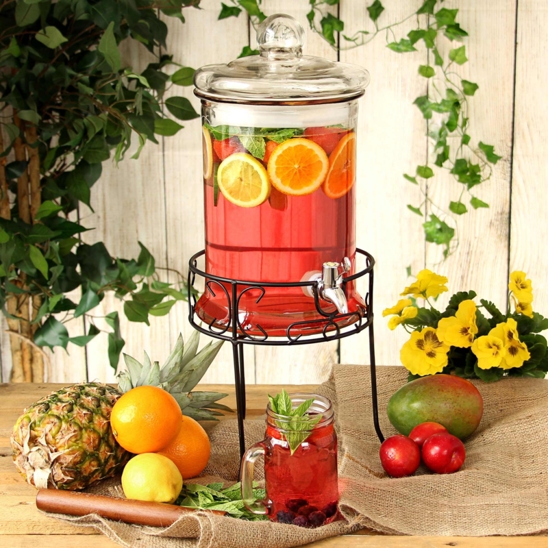 Elegant Round Glass Drink Dispenser with Stand