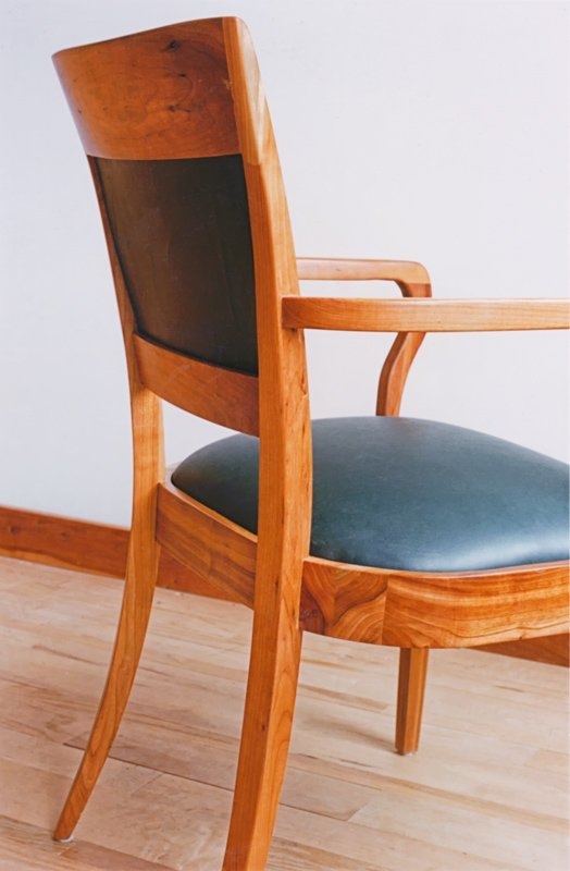 Elegant Wooden Den Arm Chair with Leather Upholstery