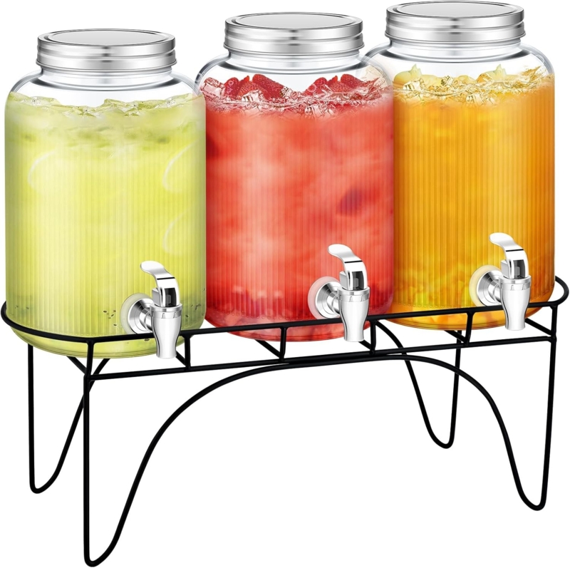 Mifoci Glass Drink Dispenser Set with Stand