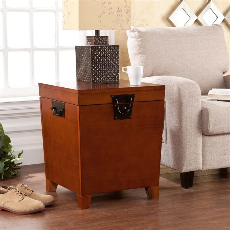 Mission Oak Pyramid Storage Trunk End Table