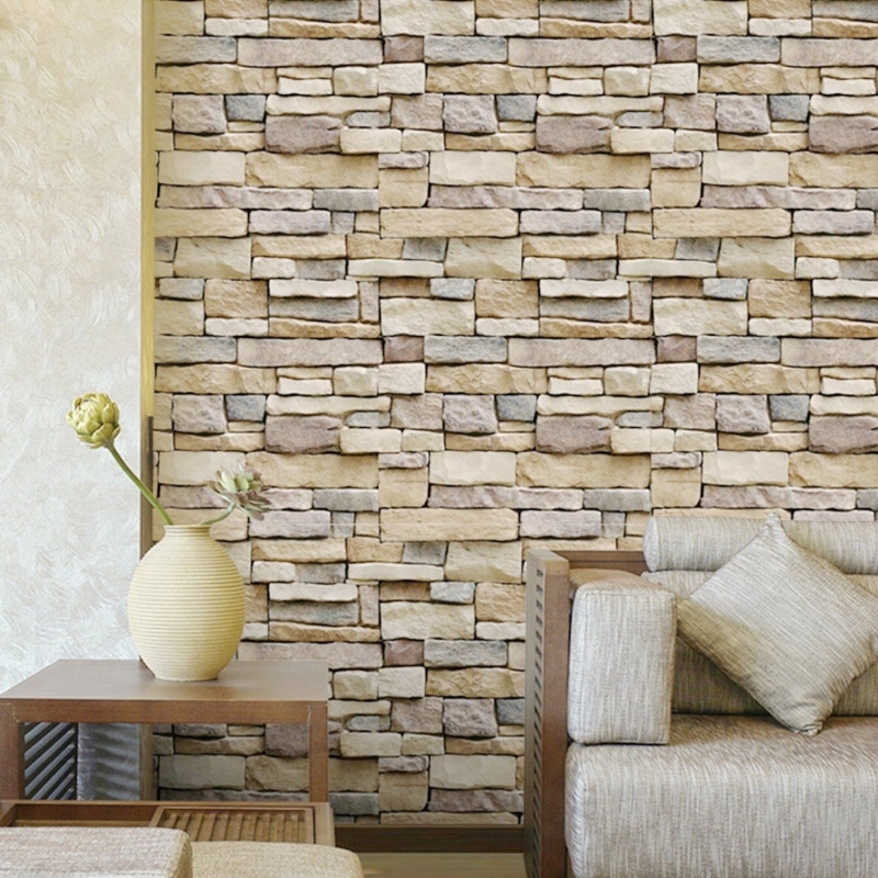 Modern 3D Brick Schist Wallpaper for Living Room
