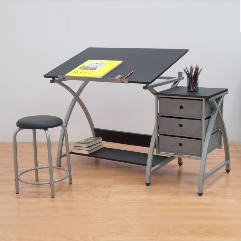Modern Adjustable Art Drafting Desk with Storage