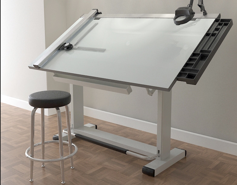Modern Adjustable Drawing Table with Stool