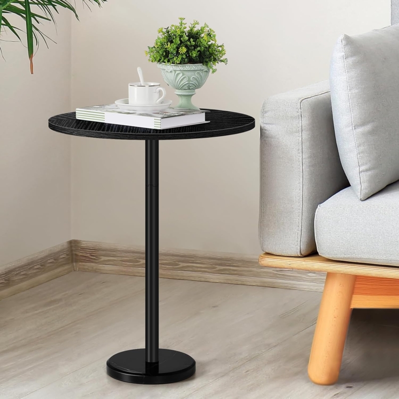 Modern Black Small Pedestal Side Table