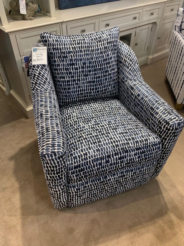 Modern Blue Patterned Den Chair with Cushion
