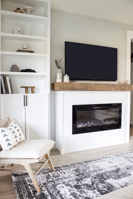 Modern DIY Fireplace Mantel with Built-In Storage
