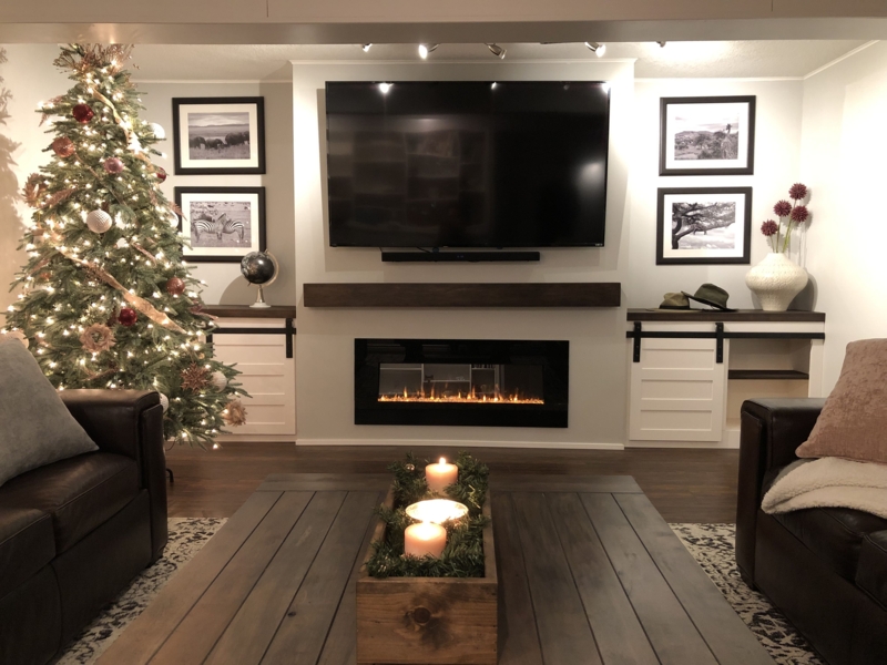 Modern Electric Fireplace Mantels with Built-in Storage